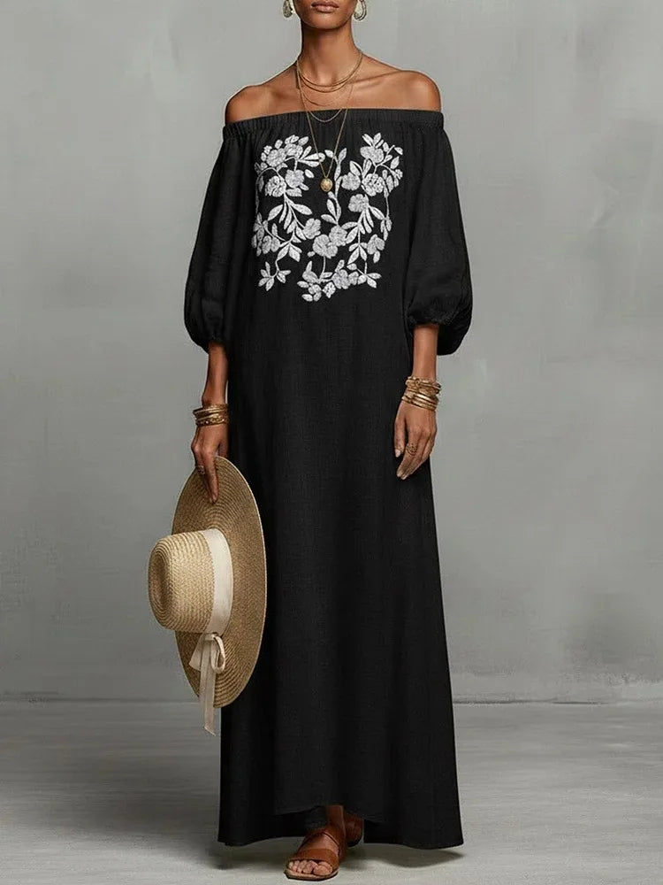 Etta Flowy Off Shoulder Maxi Dress