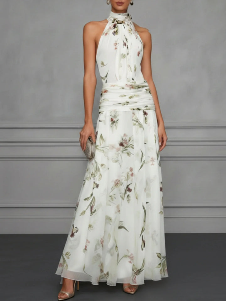 Jazlyn Floral Halter Wedding Guest Dress
