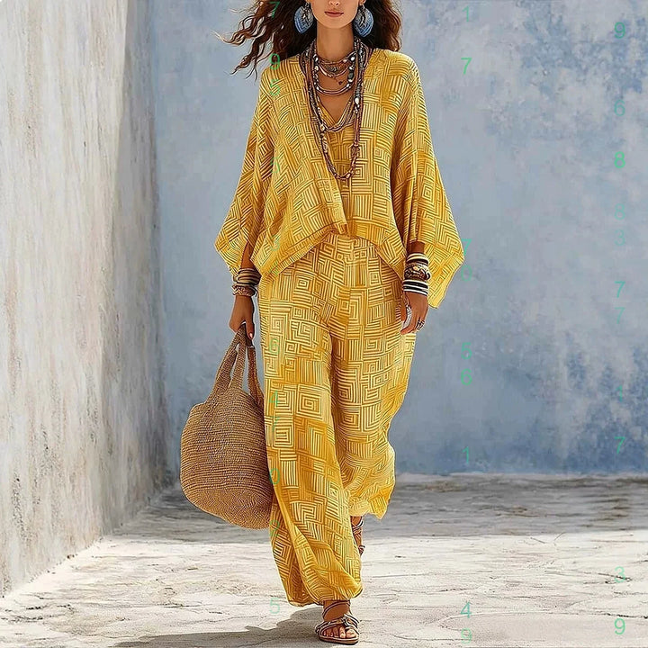 Genevieve Bohemian Print Two-Piece Outfit Set