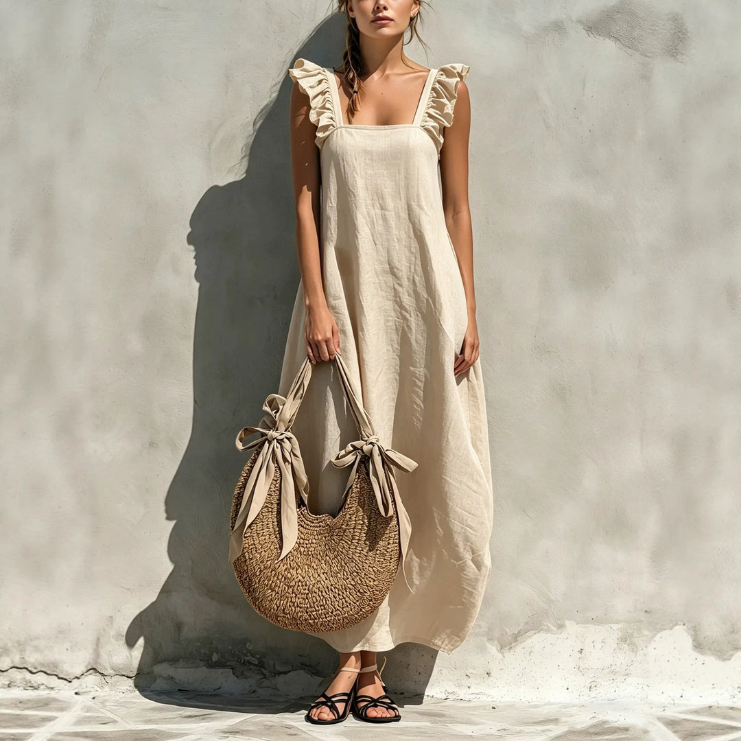 Claire Sleeveless Gathered Side Midi Dress
