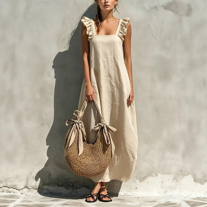 Claire Sleeveless Gathered Side Midi Dress
