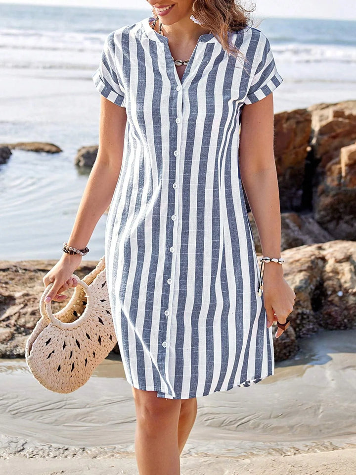 May Striped Mini Shirt Dress