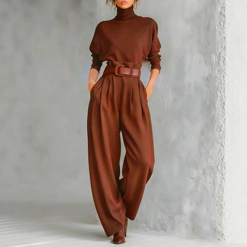 Adeline Elegant Turtleneck Pant Set