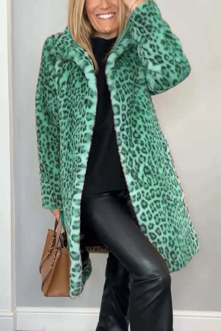 Simone Turn Down Leopard Coat