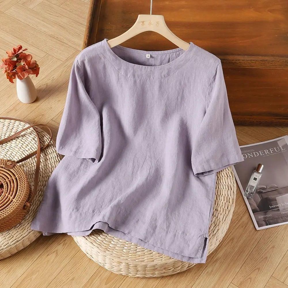 Coralie Breathable Linen Blend Summer Blouse