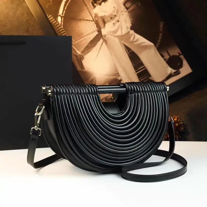 Celeste Metallic Woven Crescent Shoulder Bag