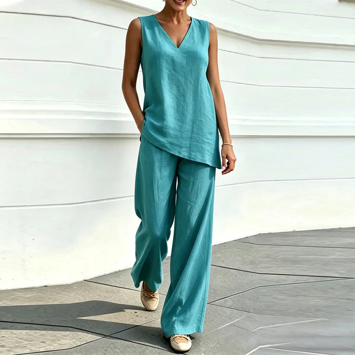 Ruby Sleeveless Blouse and Loose Pants Set