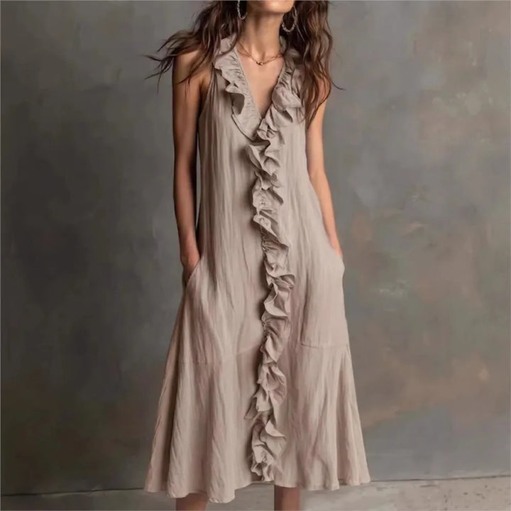 Elodie Ruffle Hem Midi Dress