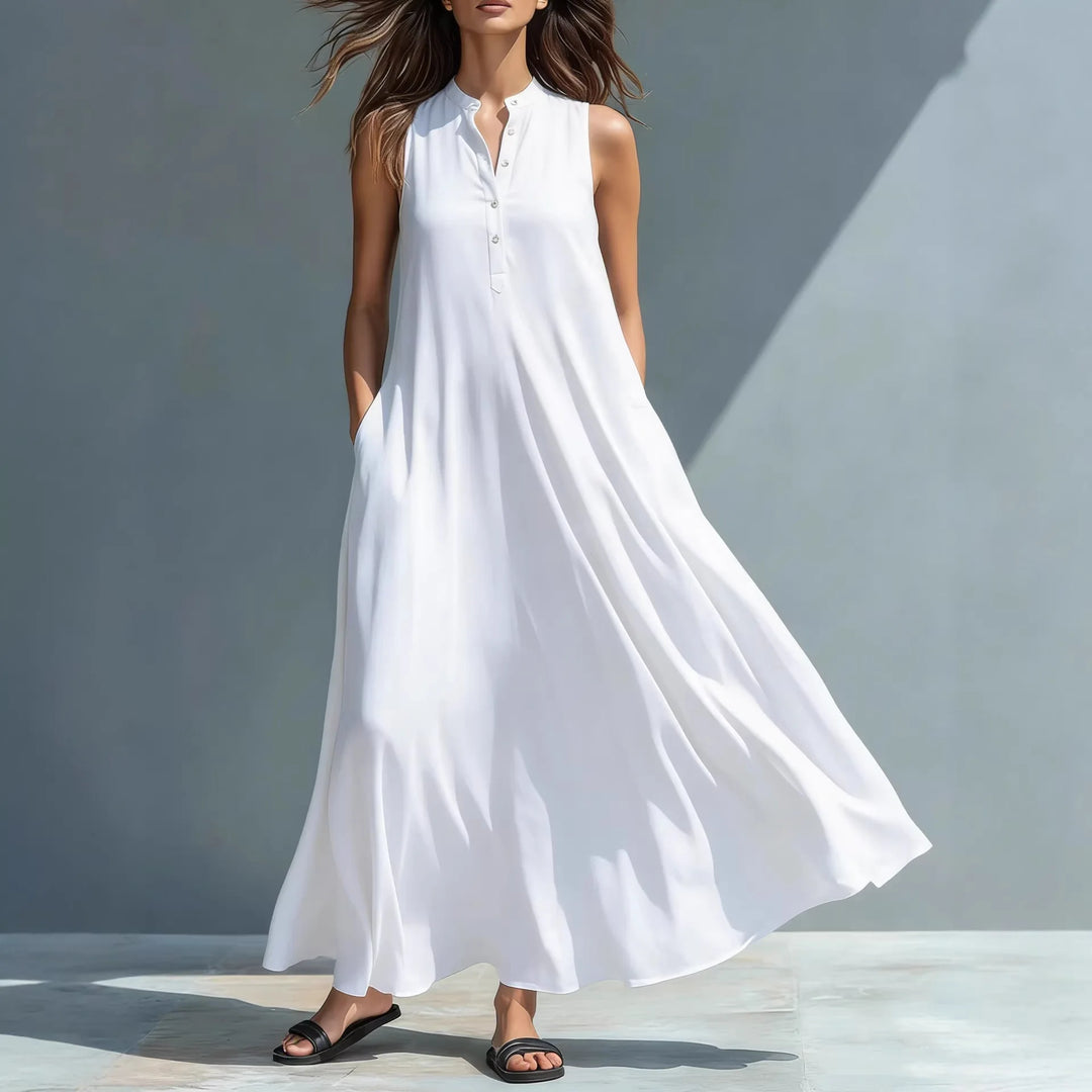 Vienna Elegant Sleeveless V Neck Midi Dress