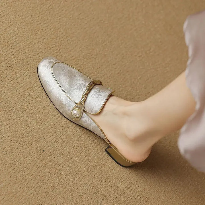 Beverly Floral Embossed Square Toe Sandals