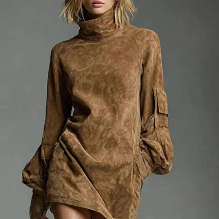 Marlena Suede Turtleneck Dress