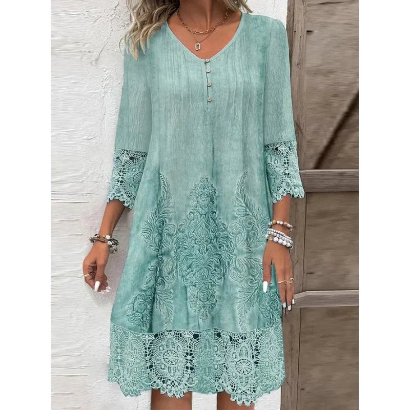 Madeleine Lace Trim Midi Dress