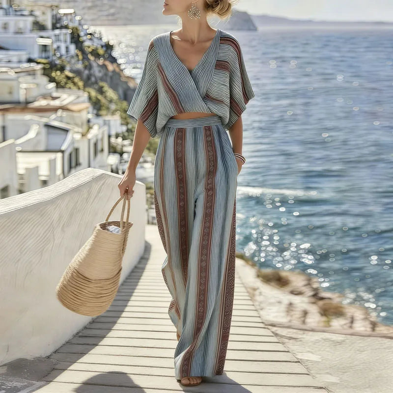 Daisy Striped Pants Suit Set