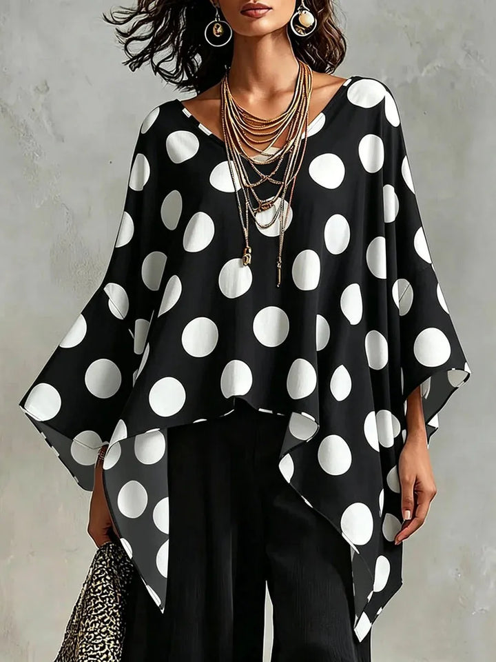 Adeline Asymmetrical Polka Dot Blouse