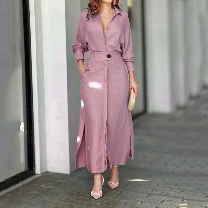 Evangeline V Neck Maxi Shirt Dress