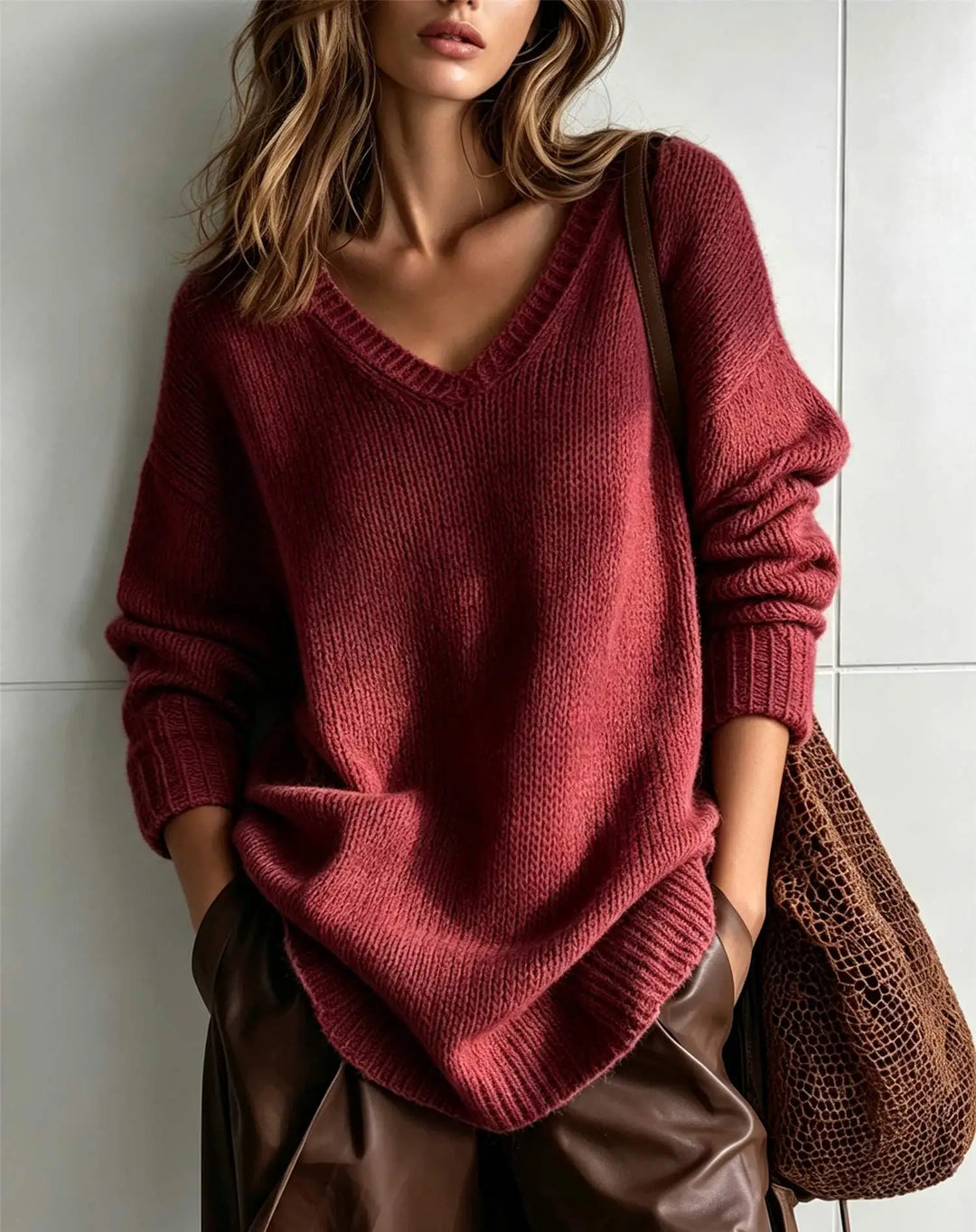 Sienna V-Neck Knit Sweater