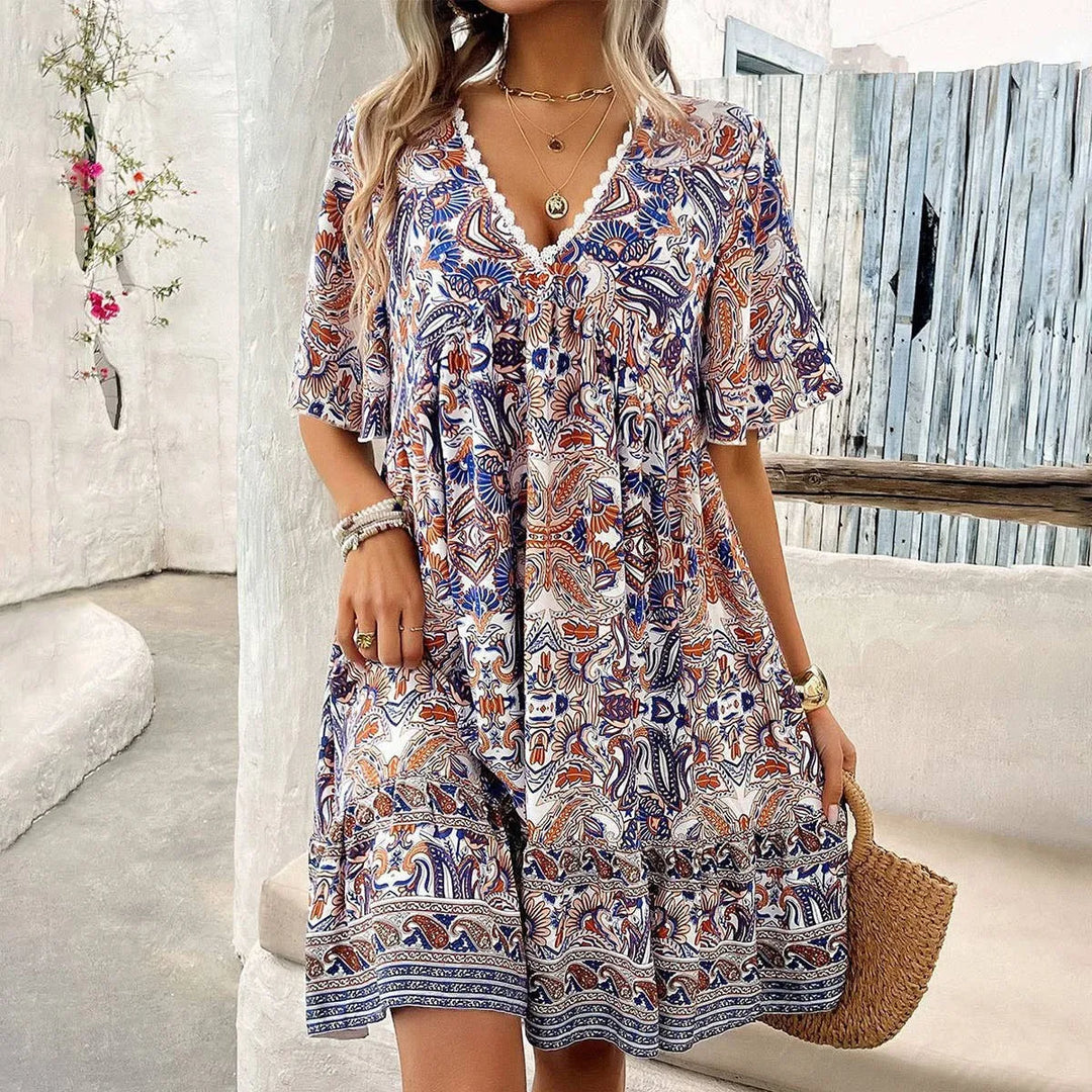 Emmeline Boho Floral Mini Dress