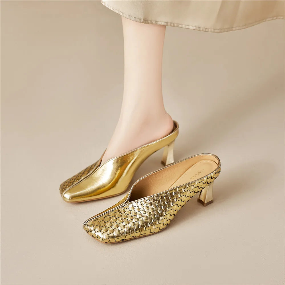 Lucia Woven Leather Heels