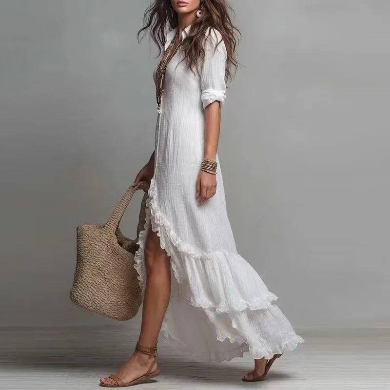 Caroline Ruffle Hem Maxi Dress