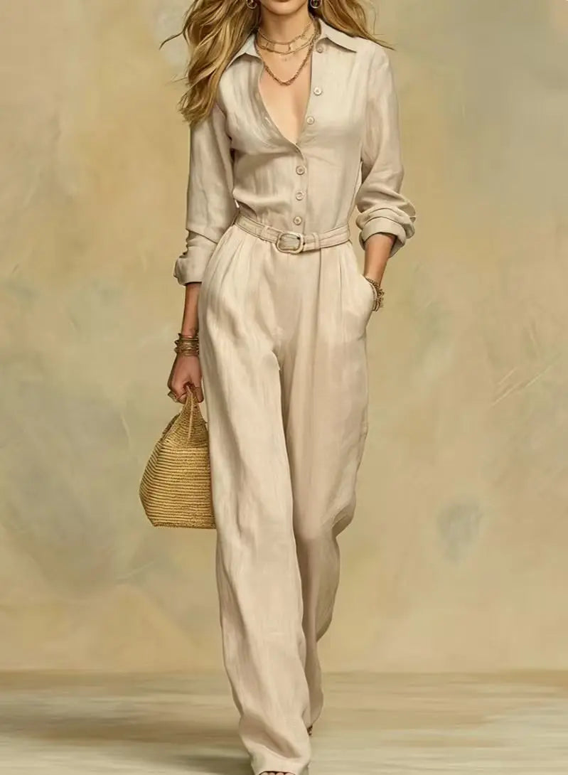 Emilia Belted Button Jumpsuit
