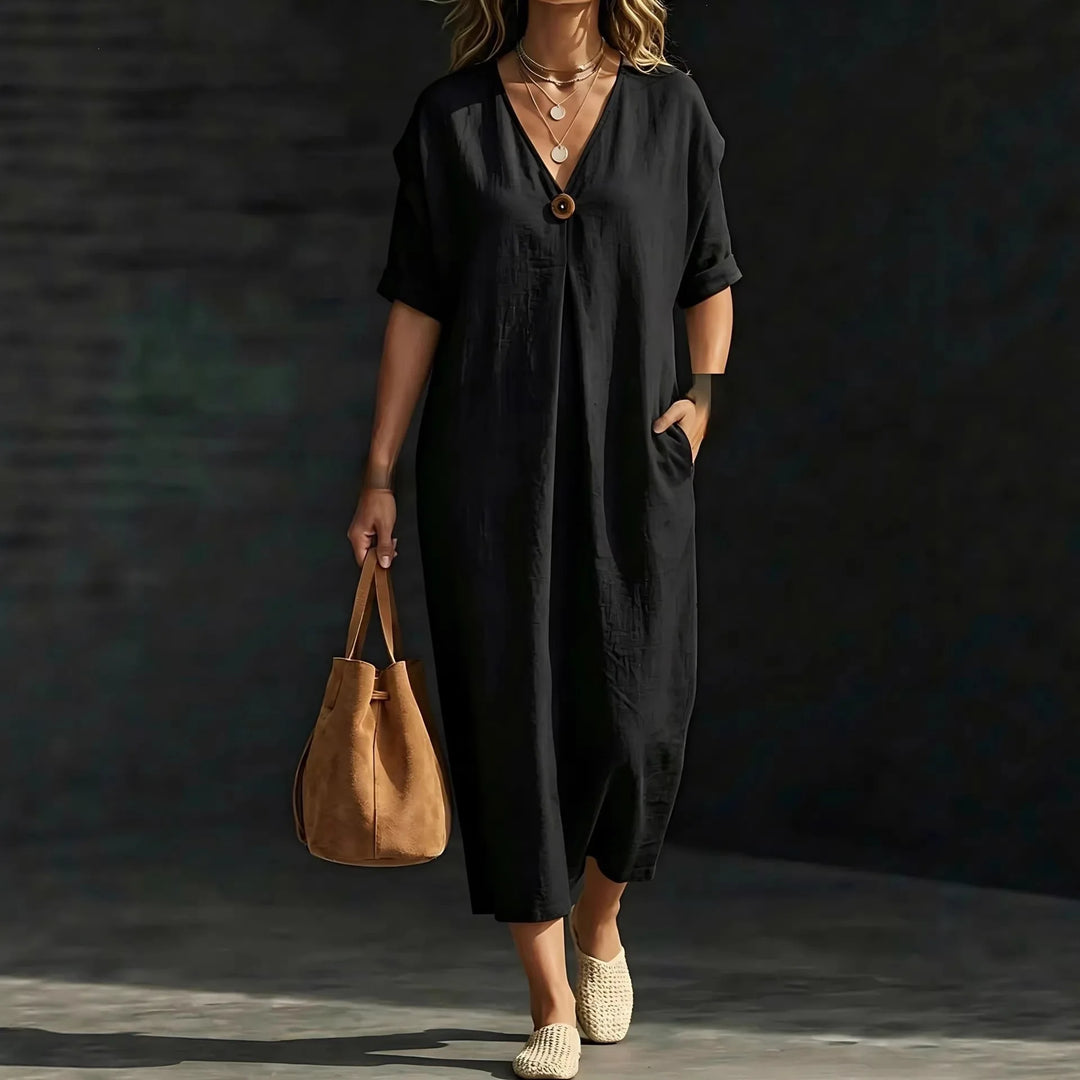 Leah Breathable V Neck Maxi Dress