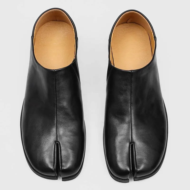 Raven Leather Tabi Loafers