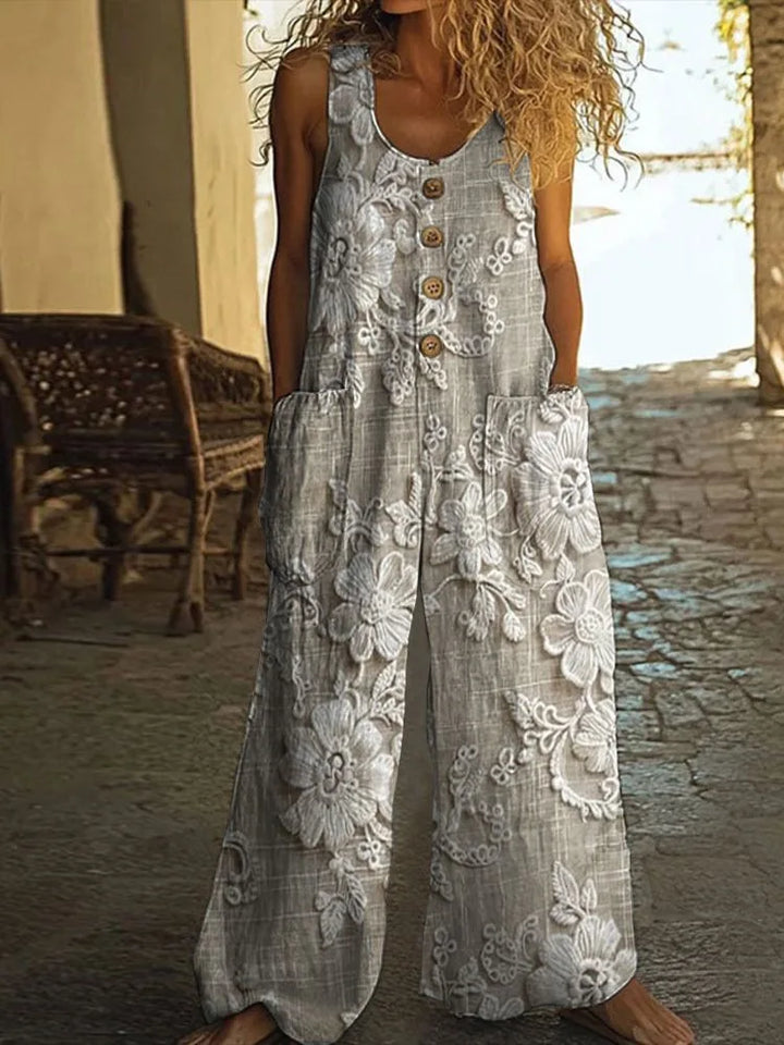 Selena Boho Floral Wide Leg Jumpsuit