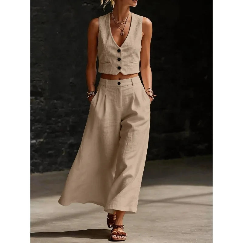 Danica Linen Blend Two Piece Set