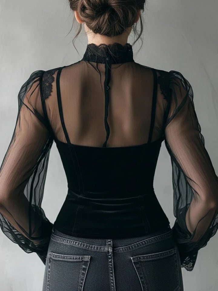 Amélie Velvet Lace Blouse