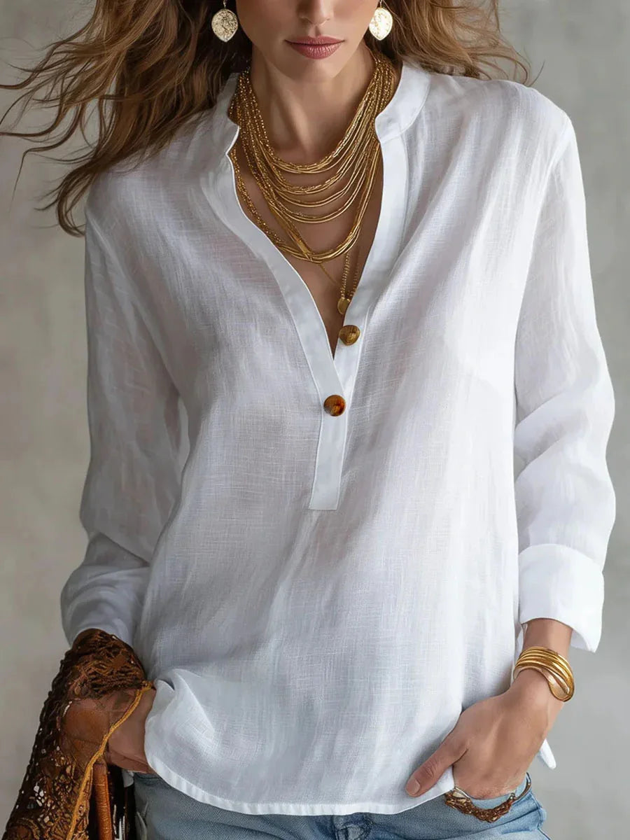 Aubrey Breathable Linen Blend Blouse