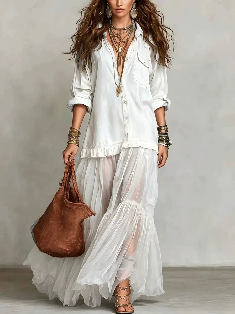 Marlowe Flowy Denim Maxi Dress