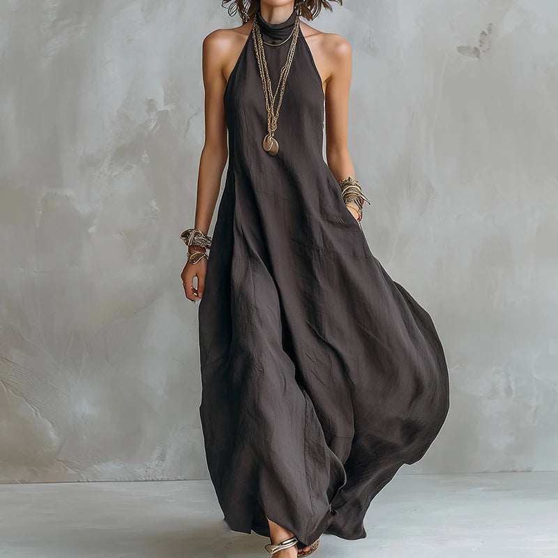 Evelyn Halter Flowy Maxi Dress