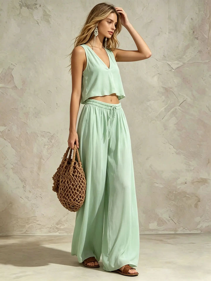 Heather Casual Summer Trouser Set