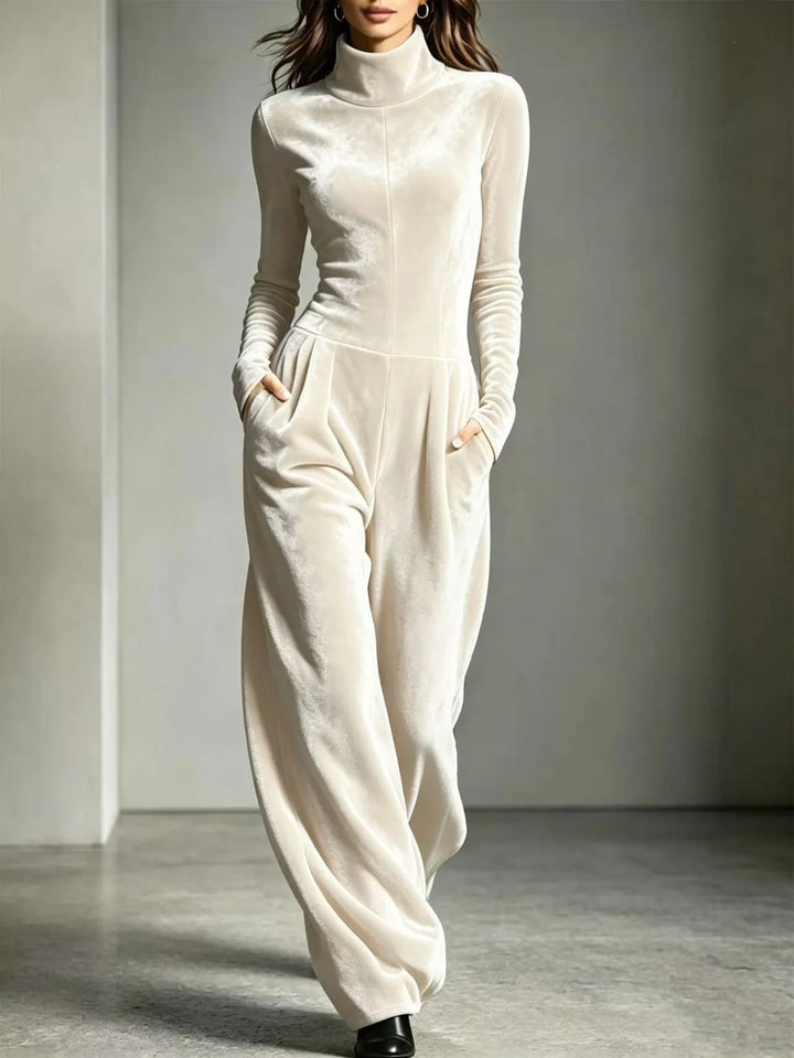 Elara Velvet High Neck Jumpsuit