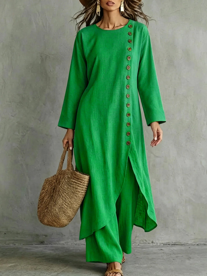 Marisela Asymmetric Button Placket Set