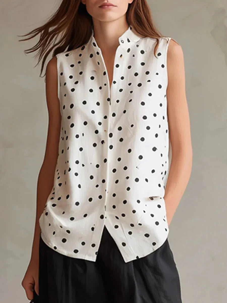 Camilla Relaxed Polka Dot Sleeveless Blouse