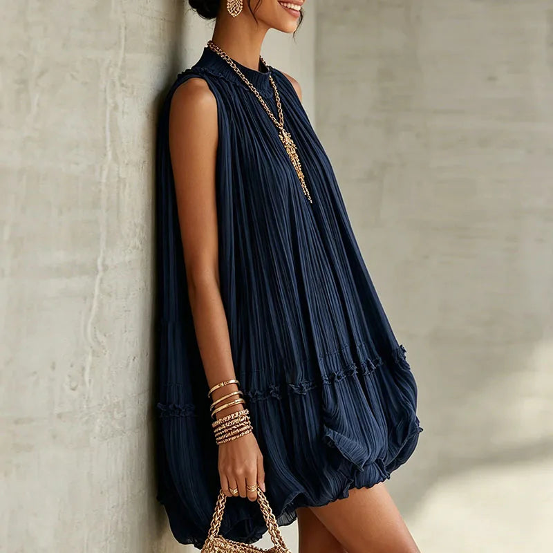 Colette Pleated Halter Mini Dress
