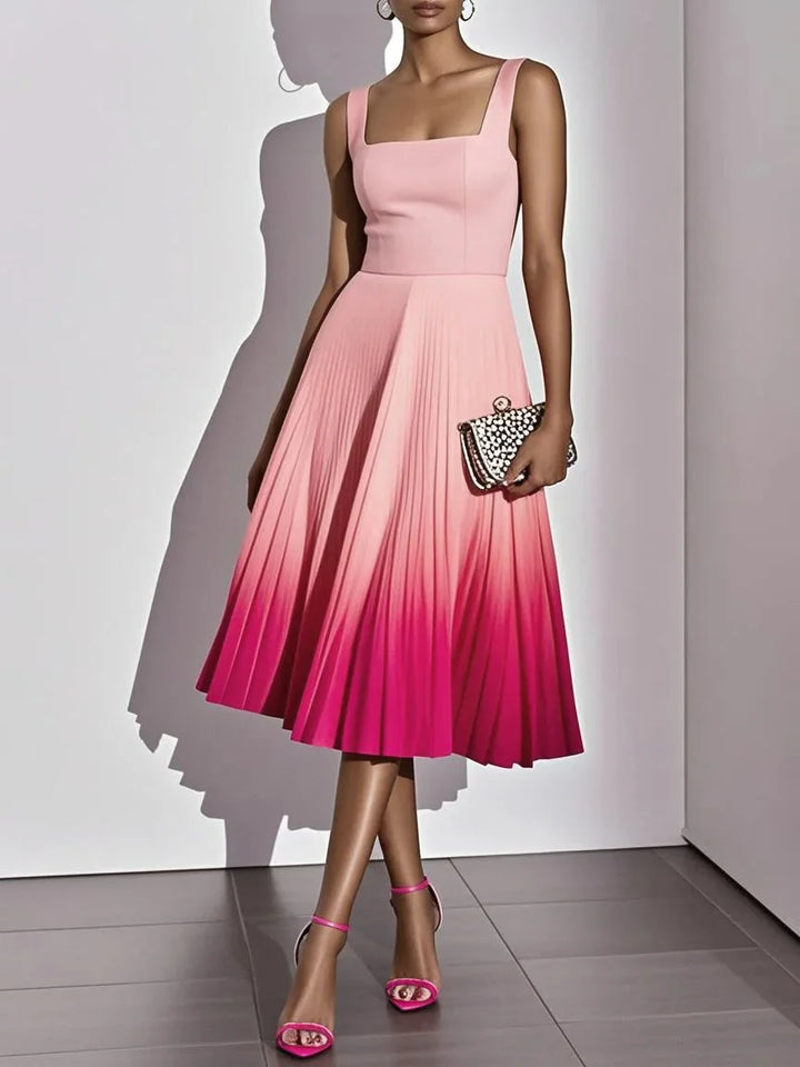 Cressina Pleated Ombre Party Midi Dress