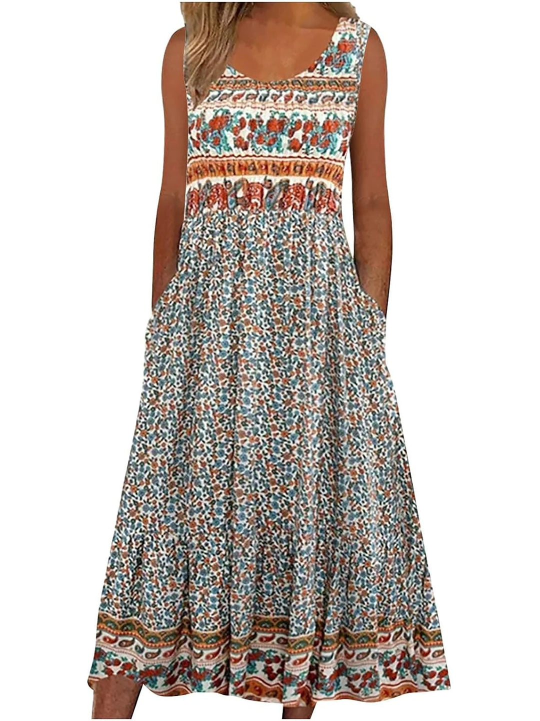Eliane Boho Floral Midi Dress