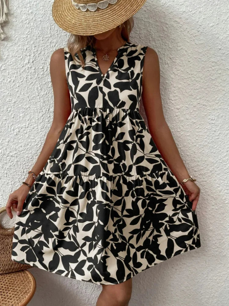 Zara Boho Print Ruffled Mini Dress