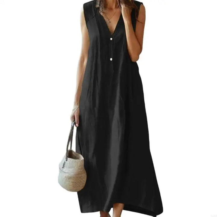 Aurielle Relaxed Linen Maxi Dress