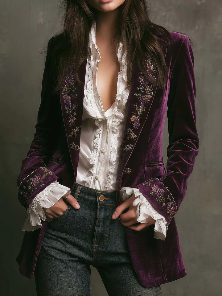 Vivienne Embroidered Velvet Blazer