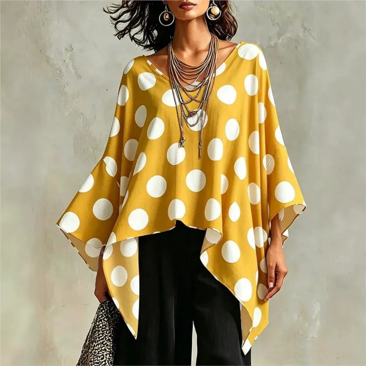 Adeline Asymmetrical Polka Dot Blouse