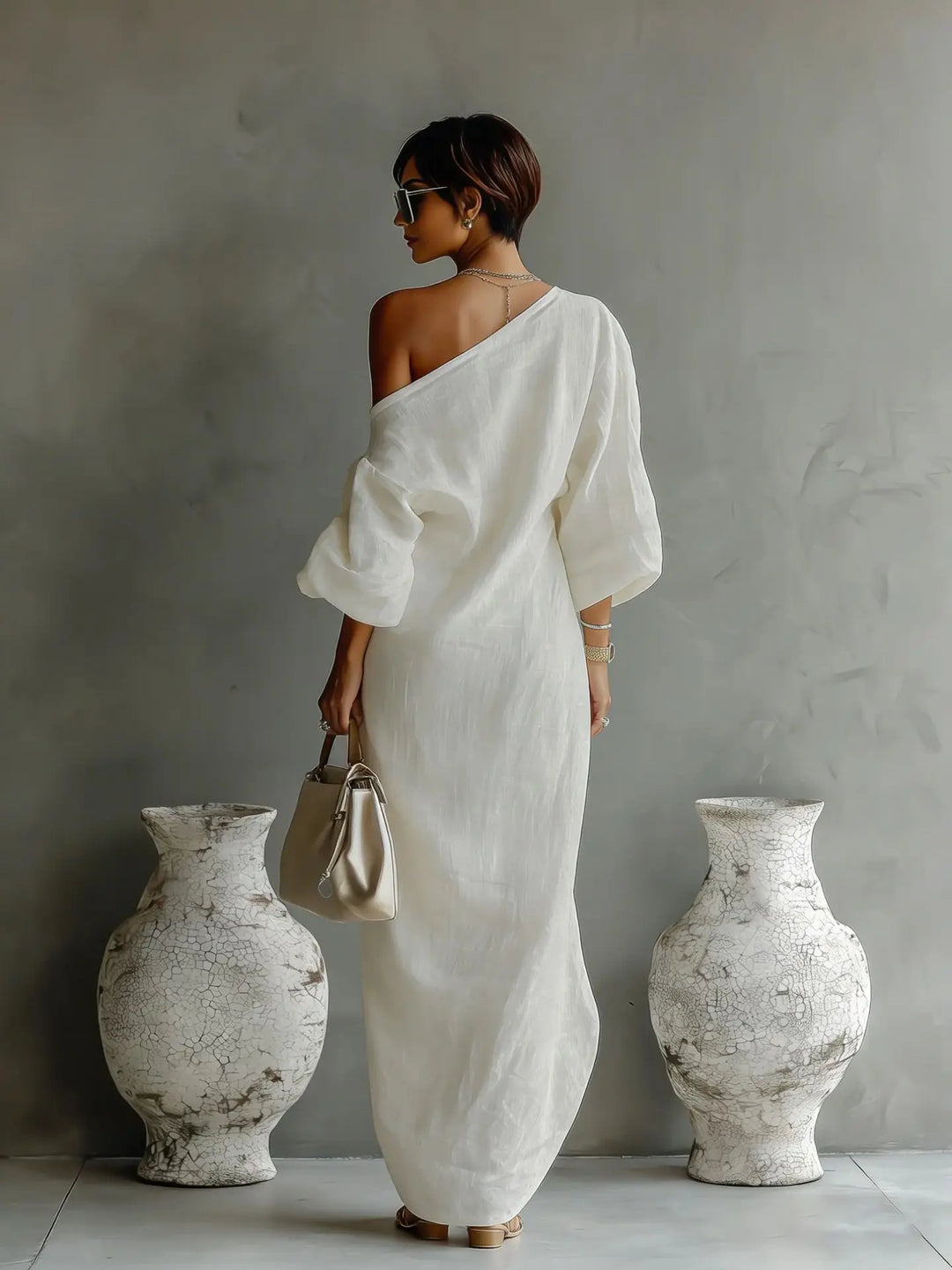 Daisy Linen One Shoulder Dress