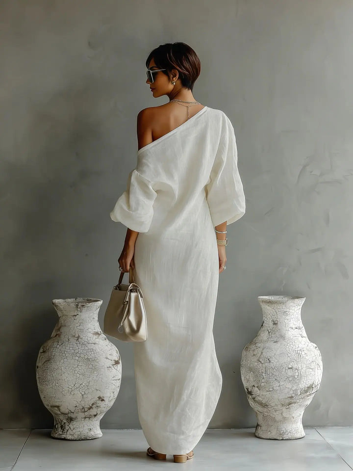 Daisy Linen One Shoulder Dress
