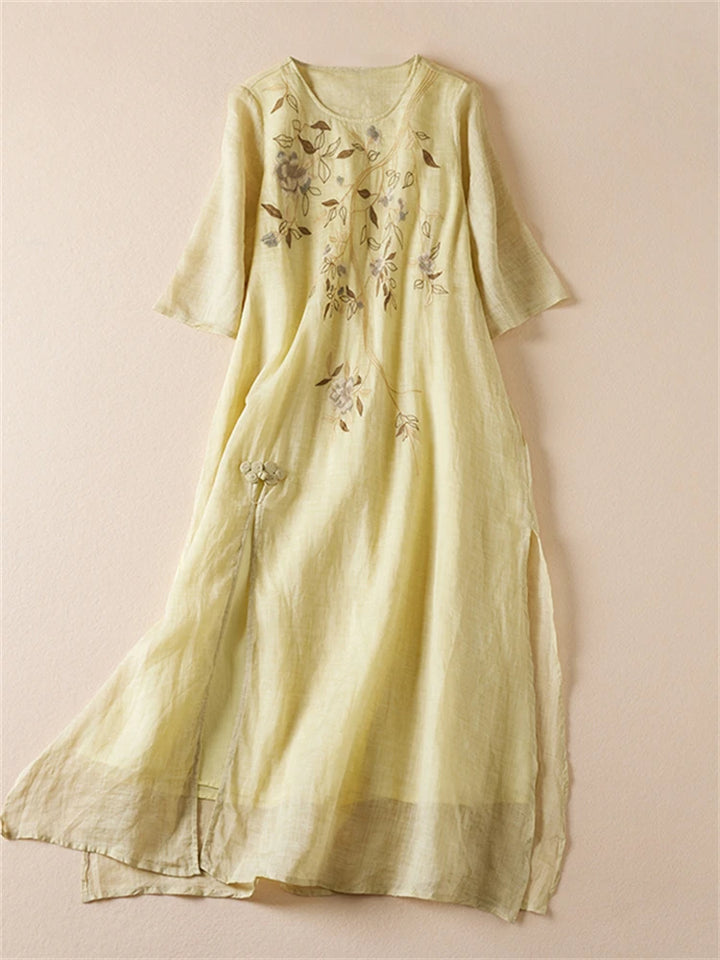 Khloe Embroidered Chiffon Maxi Dress