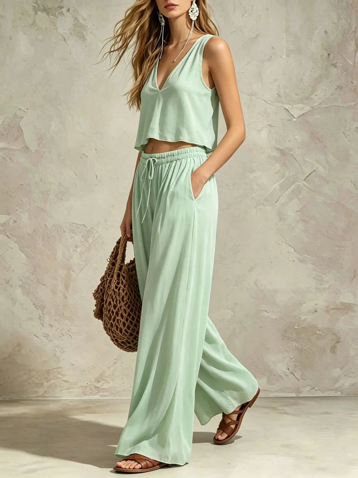 Heather Casual Summer Trouser Set