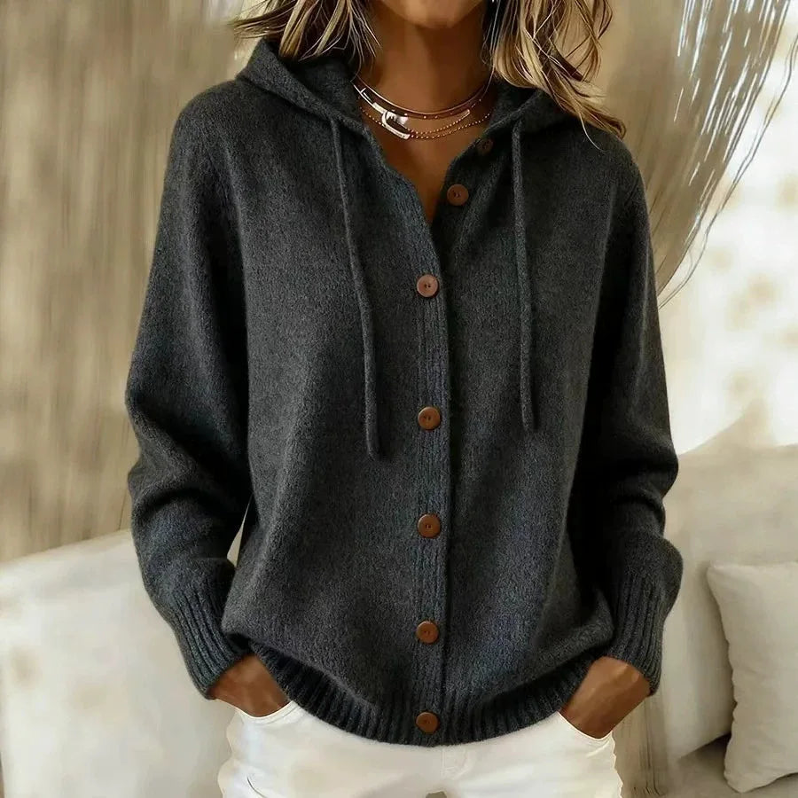 Avery Button Front Hooded Cardigan