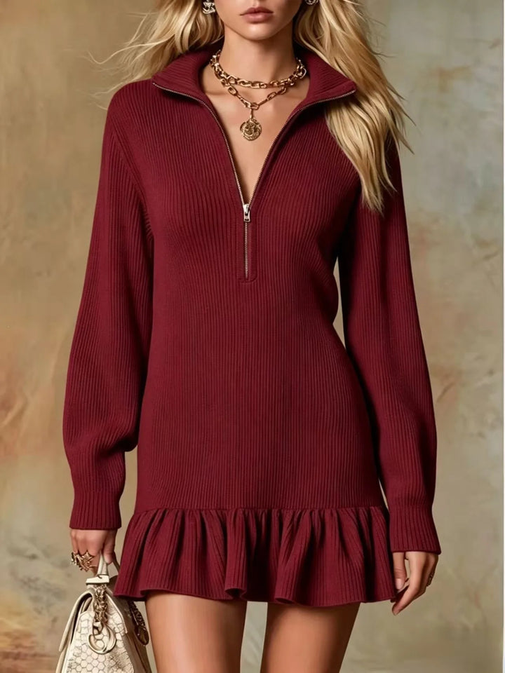 Elara Half Zip Knit Mini Dress