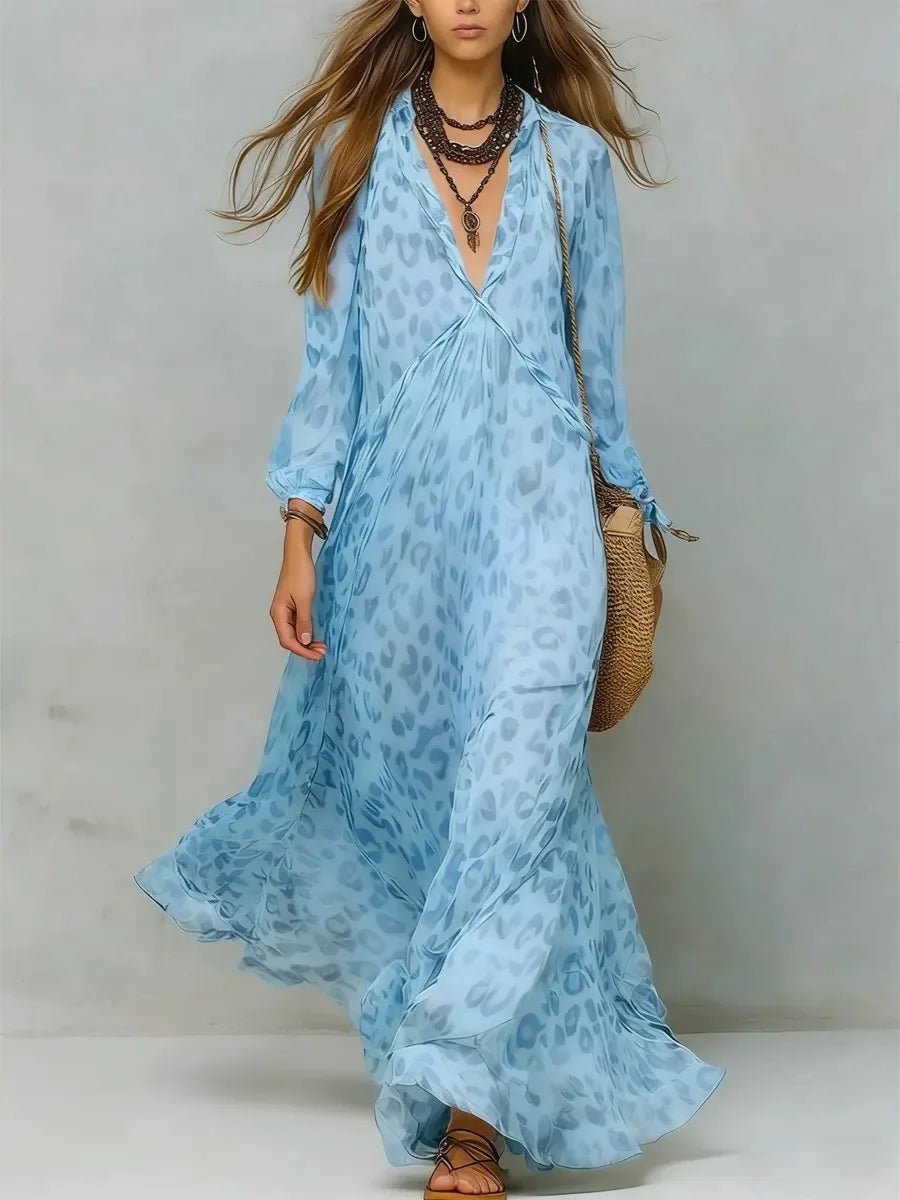 Anastasia Leopard Print Chiffon Maxi Dress
